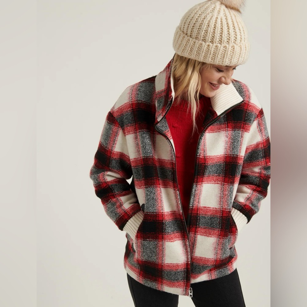 Plaid Wool Zip Jacket - Picture 1 of 11